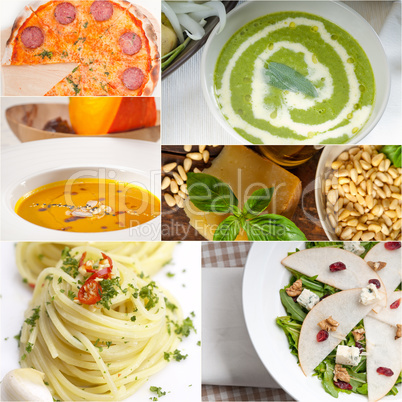 healthy and tasty Italian food collage