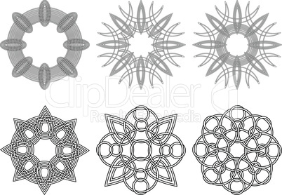 Set of six black circular stencils