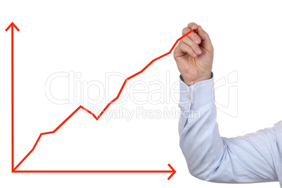 Businessman zeichnet ein Erfolg Wachstum Diagramm
