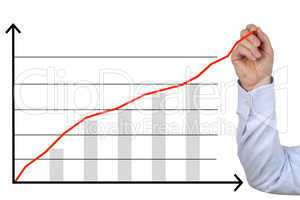 Businessman zeichnet ein Business Analyse Erfolg Wachstum Diagra