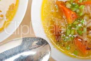 Syrian barley broth soup Aleppo style