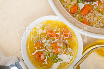 Syrian barley broth soup Aleppo style