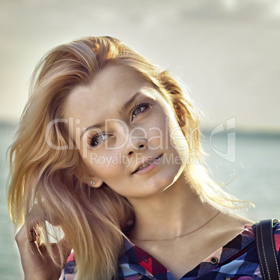 Portrait of a young beautiful sensual blonde girl