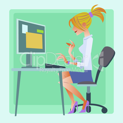 woman working computer