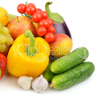 fruits and vegetables isolated on white background