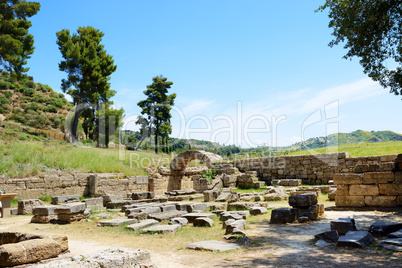 The entrance in ancient Olympia Stadium, Peloponnes, Greece