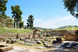 The entrance in ancient Olympia Stadium, Peloponnes, Greece