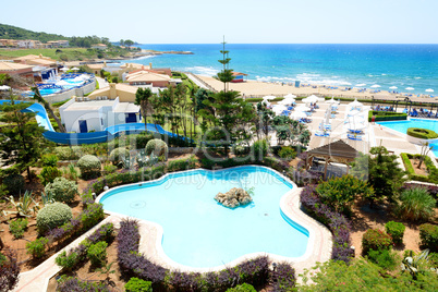 The beach at luxury hotel, Peloponnes, Greece