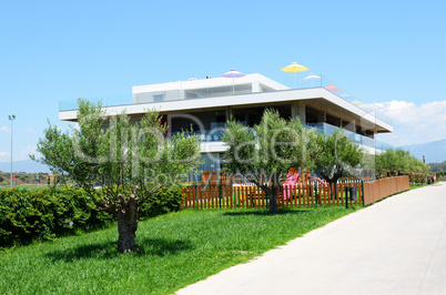 Building of the modern luxury hotel, Peloponnes, Greece