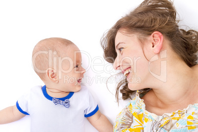 mother talks with her baby boy