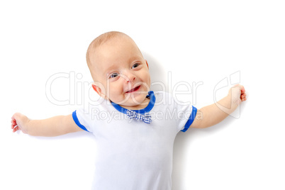 baby boy lying on white floor