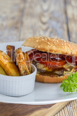 Hamburger and Fries