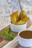 Homemade Fries and Ketchup with parsley