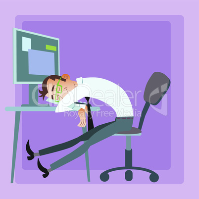 Worker sleeps office omputer