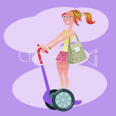 Girl tourist traveling on a scooter