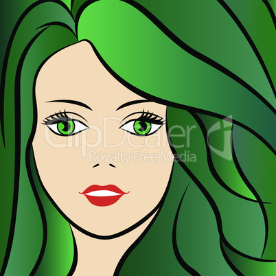 Abstract female with green hair