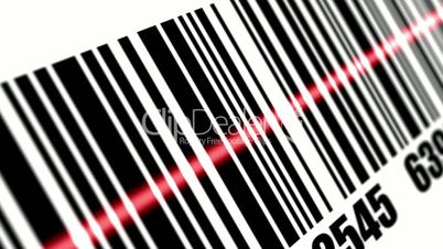 Scanner scanning barcode on with background.