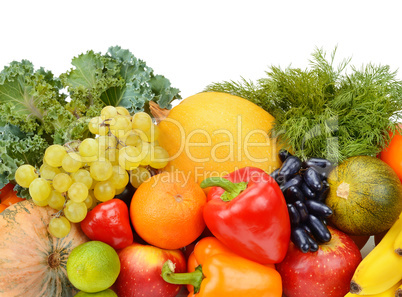 fruits and vegetables isolated on white background