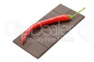 bar of chocolate and chili pepper