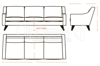 Basic dimensions of the sofa