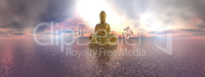Buddha and aum symbol - 3D render