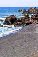 hervideros brown rock in white coast   water   summer