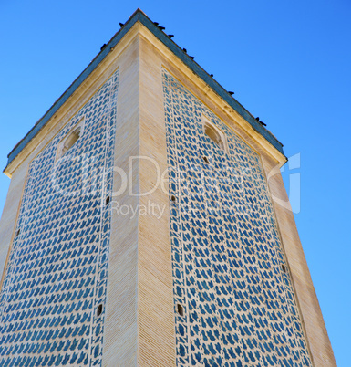 the history in maroc africa  minaret religion and  blue    sky