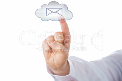 Cut Out Of A Hand Touching A Cloud Email Button