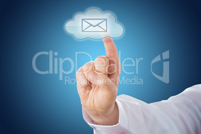 Cloud Email Icon On Blue Ground Activated By Touch