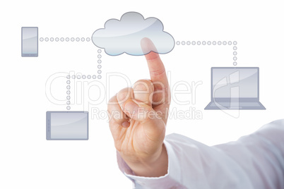 Finger Pushing Empty Cloud Icon Isolated On White