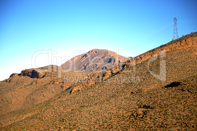 valley in   africa morocco electrical line high voltage power