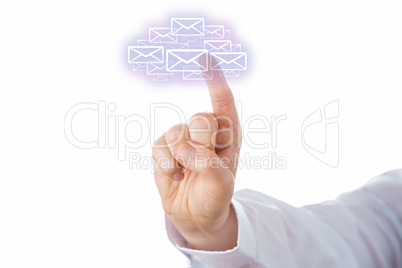 Touching A Swarm Of Email Icons Forming A Cloud