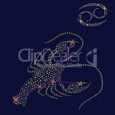 Zodiac sign Cancer over starry sky