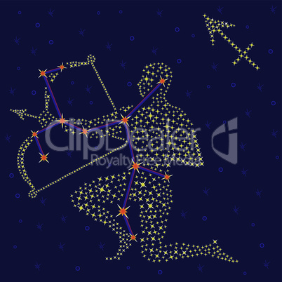 Zodiac sign Sagittarius over starry sky