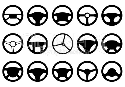 Set of different steering wheels