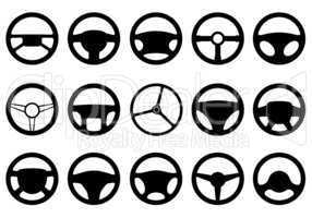 Set of different steering wheels