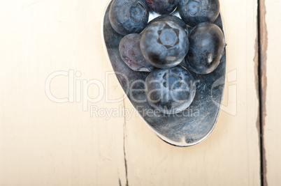 fresh blueberry on silver spoon