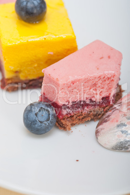 strawberry and mango mousse dessert cake