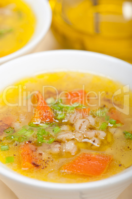 Syrian barley broth soup Aleppo style