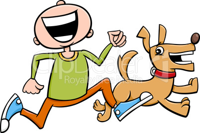 boy with puppy cartoon