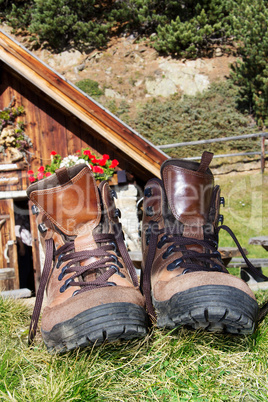 Hiking shoes with mountain Impressions