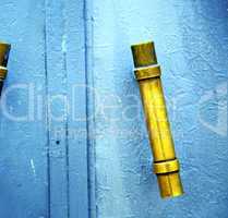 gold  metal rusty      morocco in africa the old blue