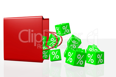 Percent cubes fall out of the grocery bag