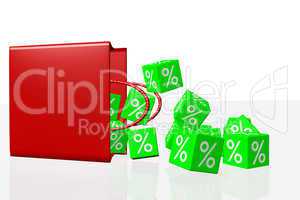 Percent cubes fall out of the grocery bag