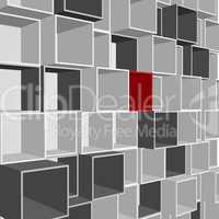 Abstract wall with open boxes