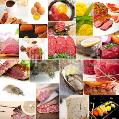 high protein food collection collage