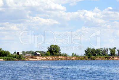 Wood on river coast