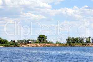 Wood on river coast