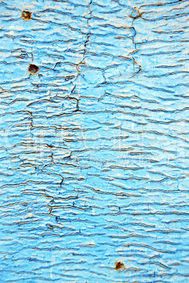 dirty  paint in the blue wood  rusty nail
