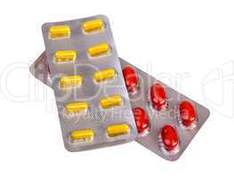 Medicine pills and capsules packed in blisters